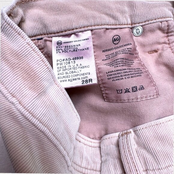 AG Adriano Goldschmied Pink Fine Wale Corduroy Prima Cigarette Ankle Pants 28 - Picture 5 of 6